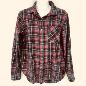 Marmot Womens Maggie Red Flannel Plaid Button Back Detail Shirt Size S